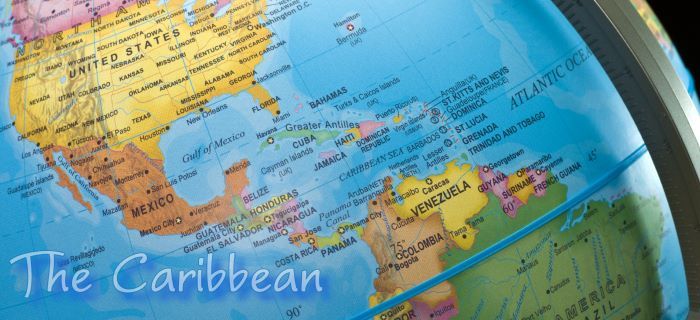 The Caribbean on the globe