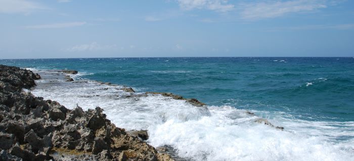 heavy surf at the North coast of the island