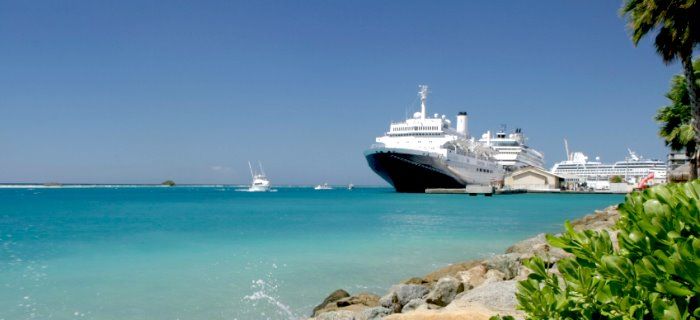 several cruise ships at port of call Aruba