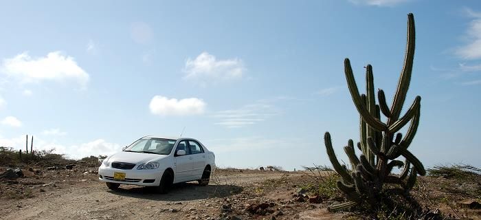 A rental car on the hill at the National Park
