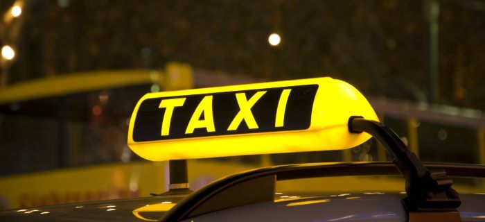Taxi sign with lights