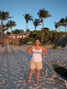 Manchebo Beach and Lesley at Sunset