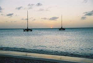 Two Catamarans and a Sunset