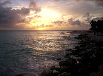 sunset sea horizon