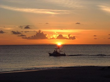 Sunset - Sea - Fishersmen boat